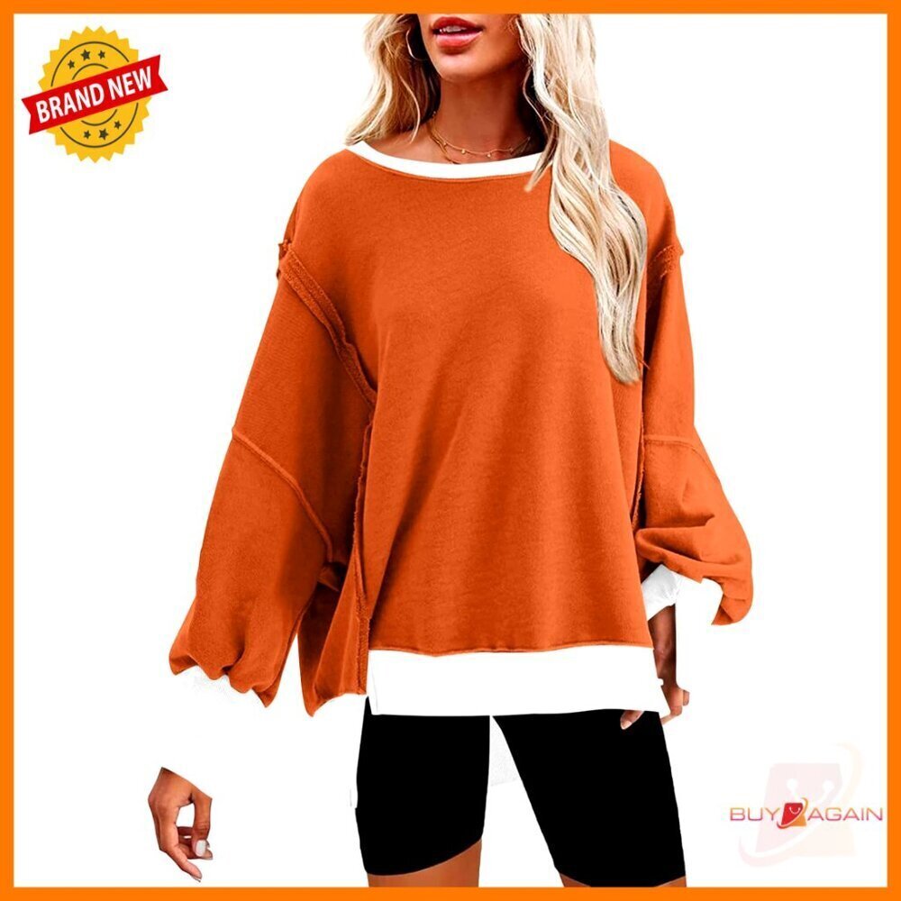 Oversized Reverse Seam Sweatshirt Lightweight Loose Fit Casual Pullover Top